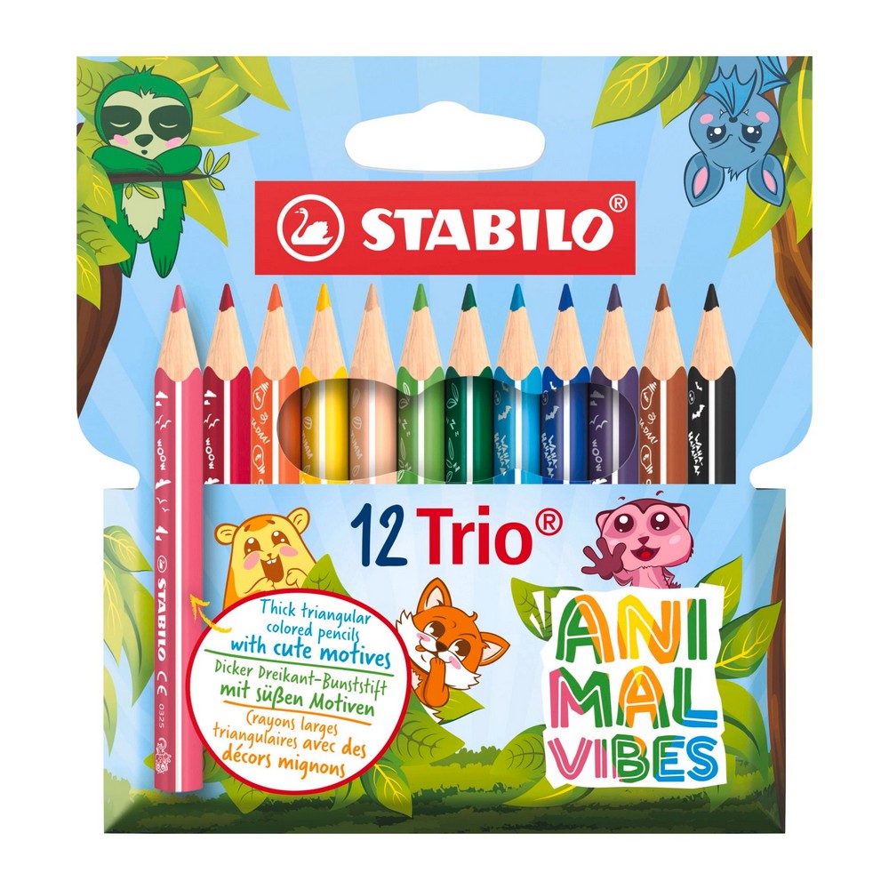 STABILO ANIMAL VIBES TRIANGULARNA KRATKA DRVENA BOJICA 1/12 